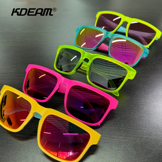 KDEAM polarizált napszemüveg vibráló neon színekben, színes, tükröződő lencsékkel